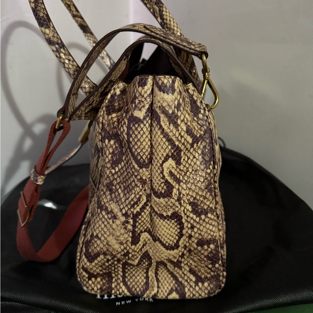 Margot Snake-embossed Victoria Stirrup  leather Satchel NWT - Picture 3 of 9